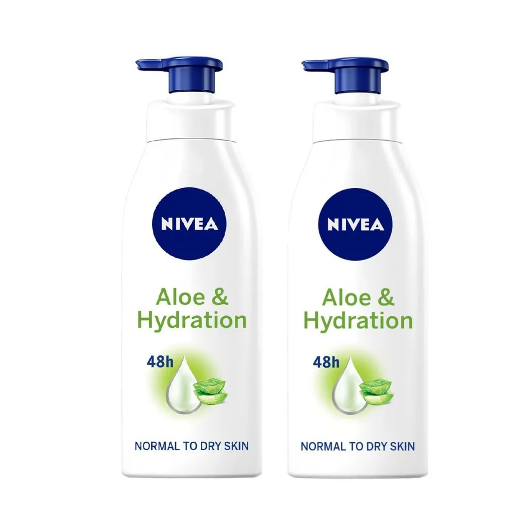 Nivea Aloe & Hydration Body Lotion for Normal & Dry Skin, 2x400ml