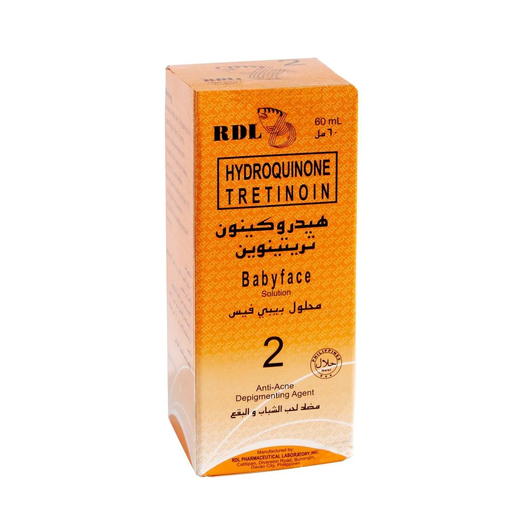 RDL Hydroquinone Tretinoin Baby Face Solution 2 Anti-Acne Depigmenting Agent, 60ml