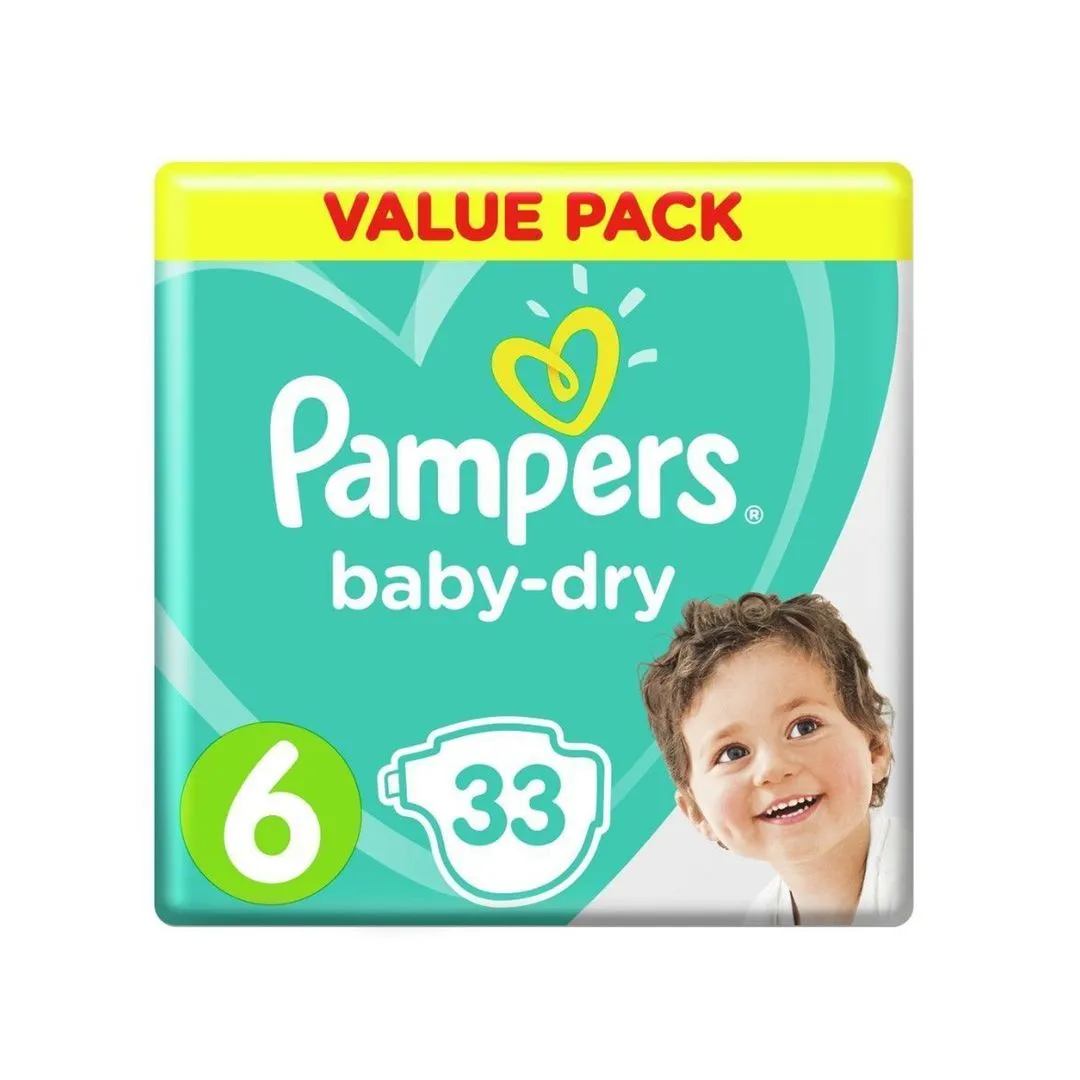 Pampers Baby-Dry Diapers Size 6 (13-18kg), 33 Pieces