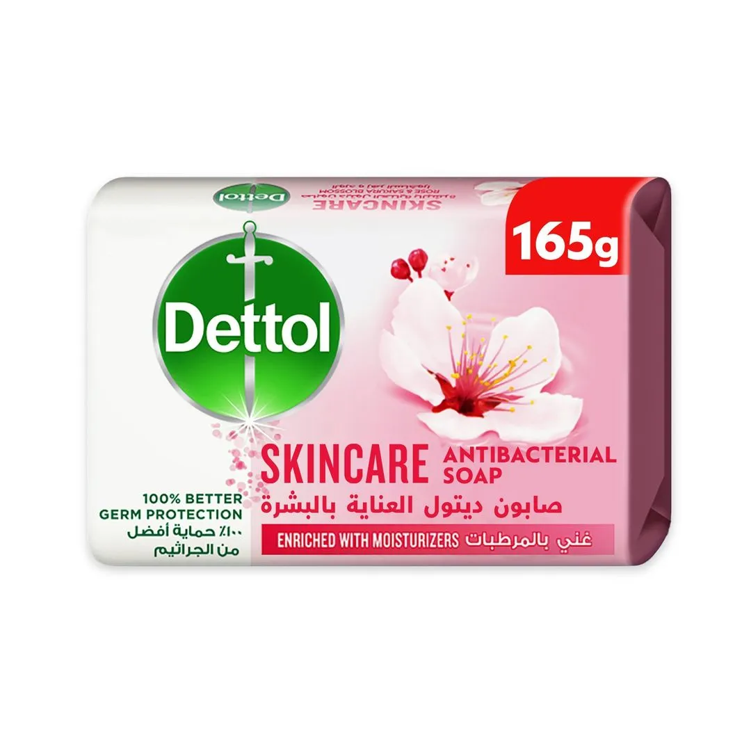 Dettol Skincare Rose and Sakura Blossom Scent Bar Soap, 165g