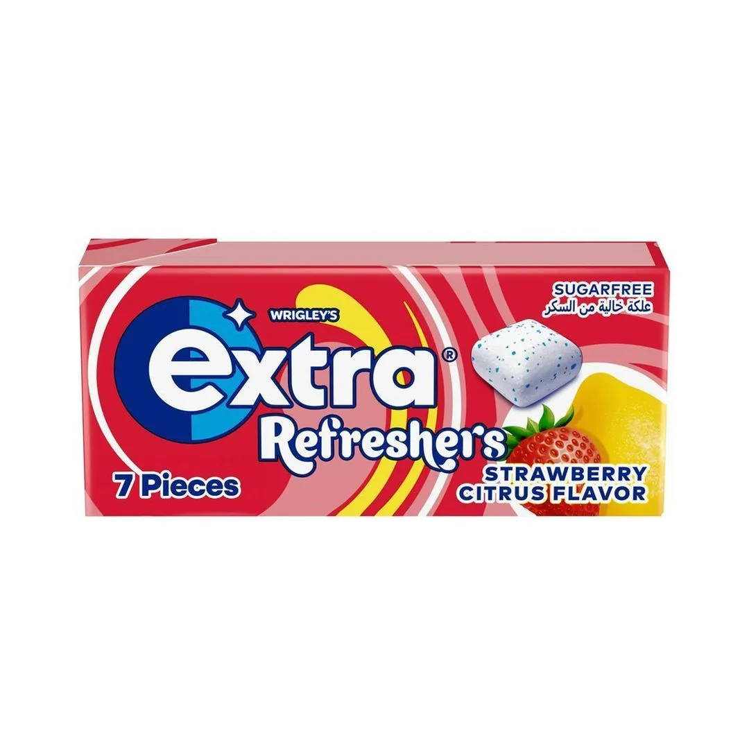 Wrigley's Extra Refreshers Chewing Gum Strawberry & Citrus Flavor, 7 Pieces