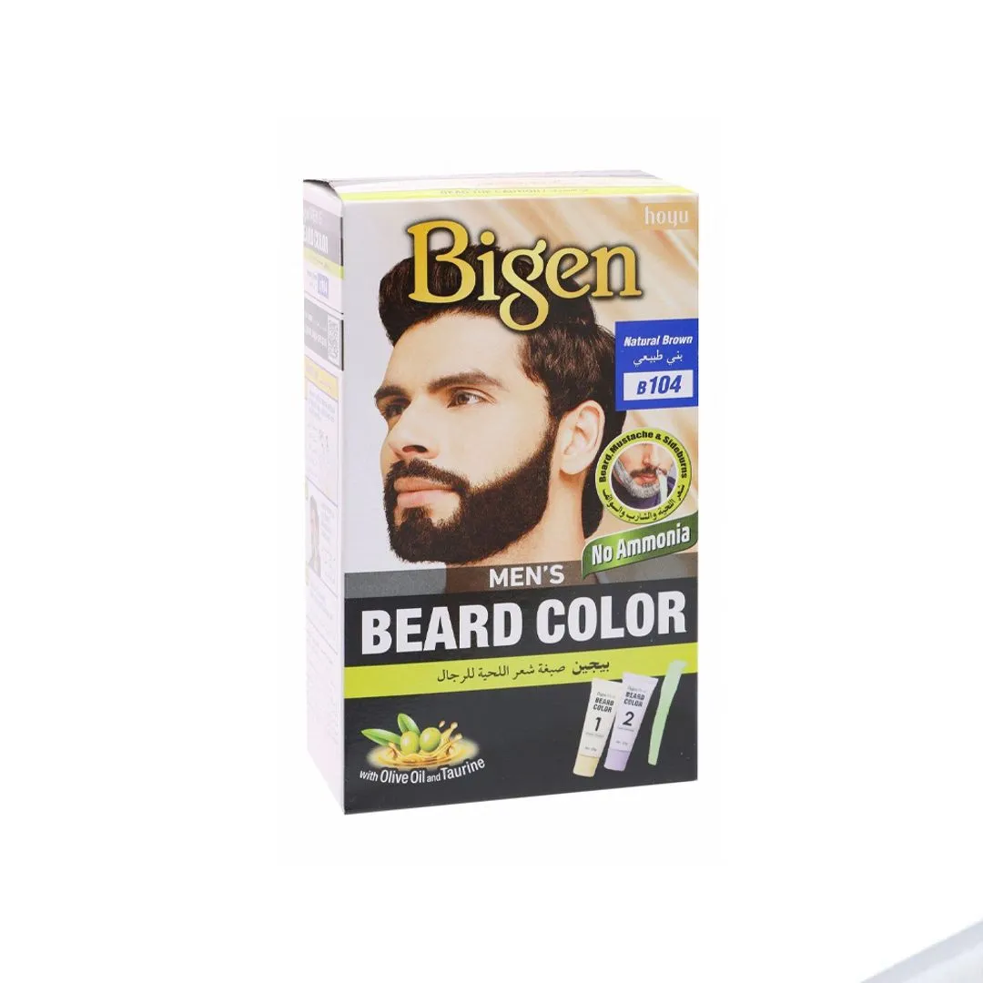 Bigen Men's Beard Color - B104 Natural Brown, 1 Pack