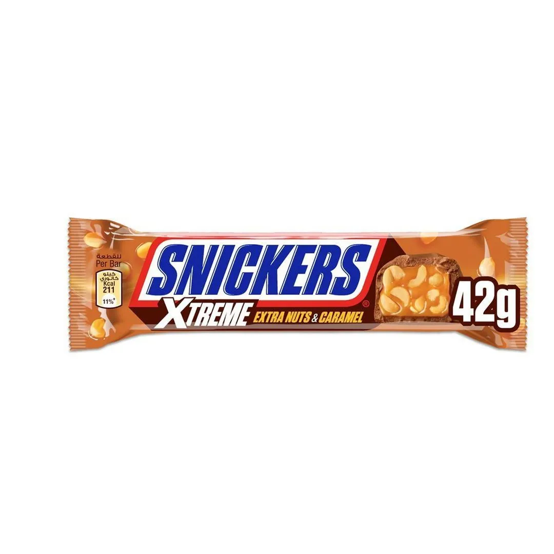 Snickers Xtreme Extra Nuts & Caramel Chocolate Bar, 42g