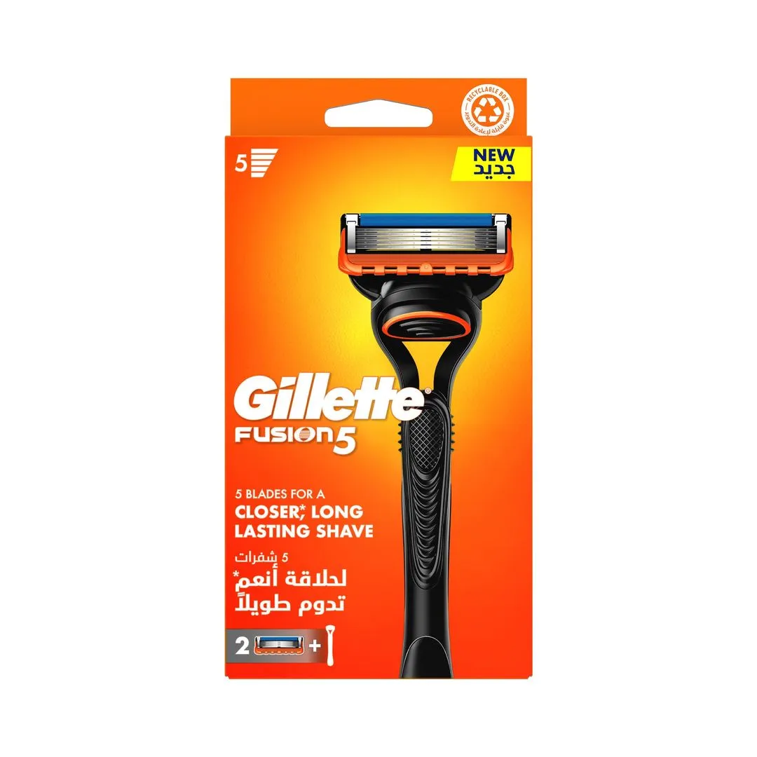 Gillette Fusion5 Men's Refillable Razor: Handle + 2 Blade Refills
