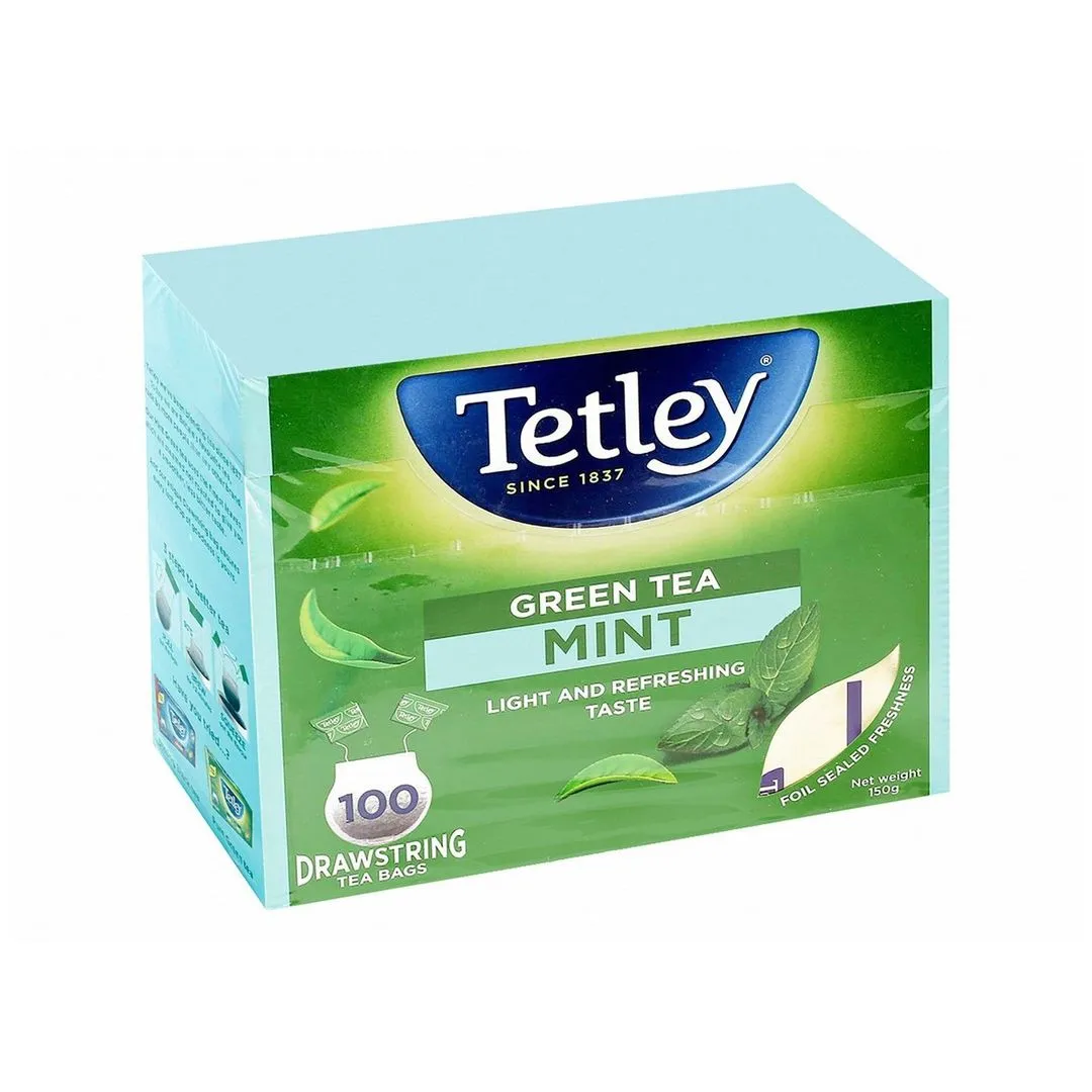 Tetley Drawstring Mint Green Tea Bags, 100 Pieces