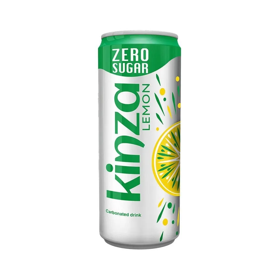 Kinza Zero Sugar Lemon Soft Drink Can, 250ml