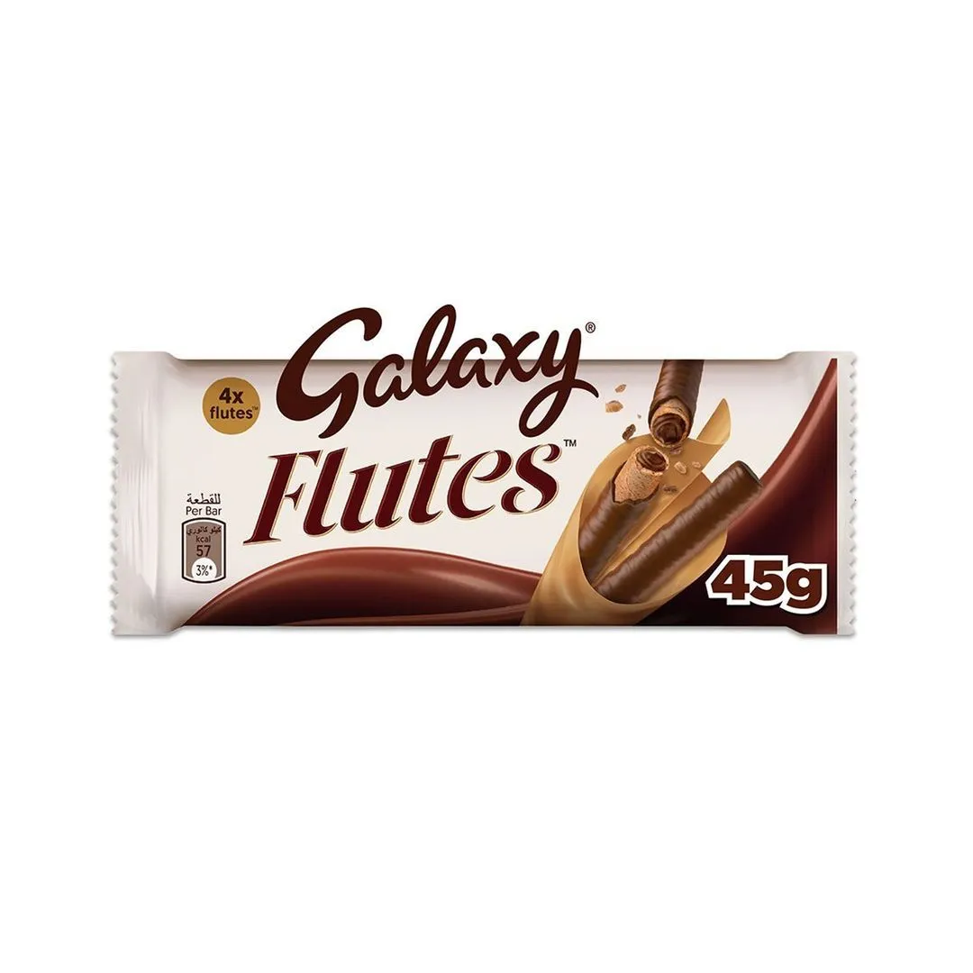 Galaxy Flutes 4 Fingers Chocolate Wafer Rolls, 45g