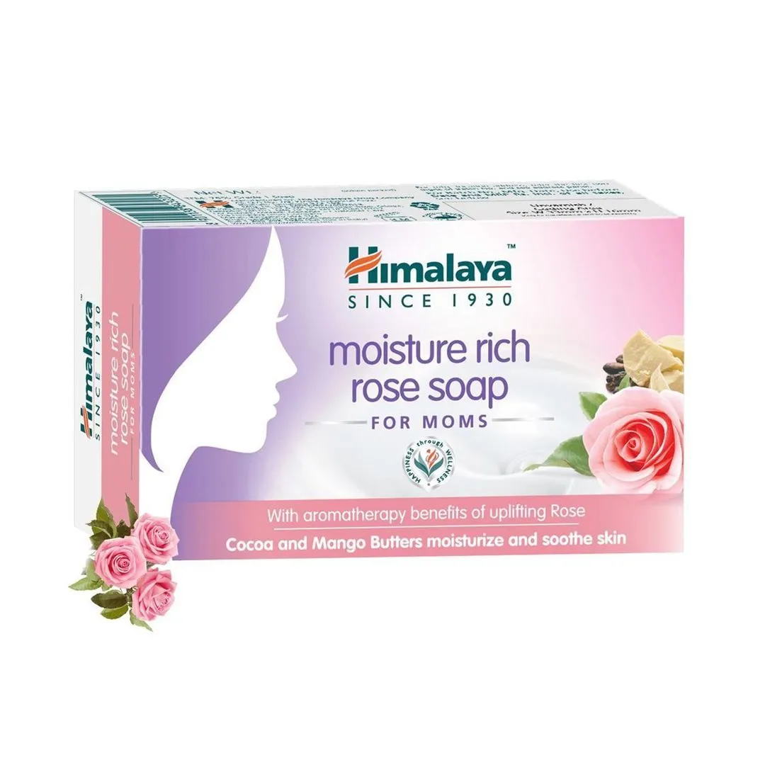 Himalaya Rich Moisturizing Soap Bar Rose Scent with Olive Oil & Cocoa Butter, 125g
