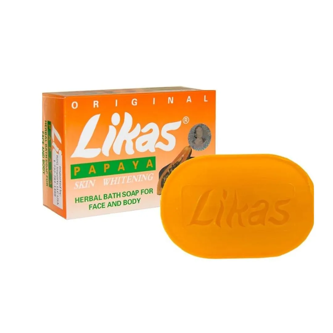 Likas Skin Whitening Herbal Soap Bar with Papaya for Face & Body, 135g