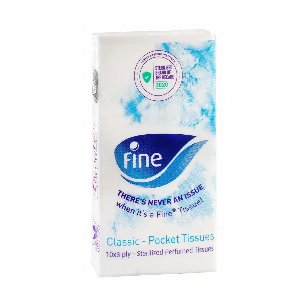 Fine Classic Sterilized & Perfumed Pocket Tissues 3ply, 10 tissues